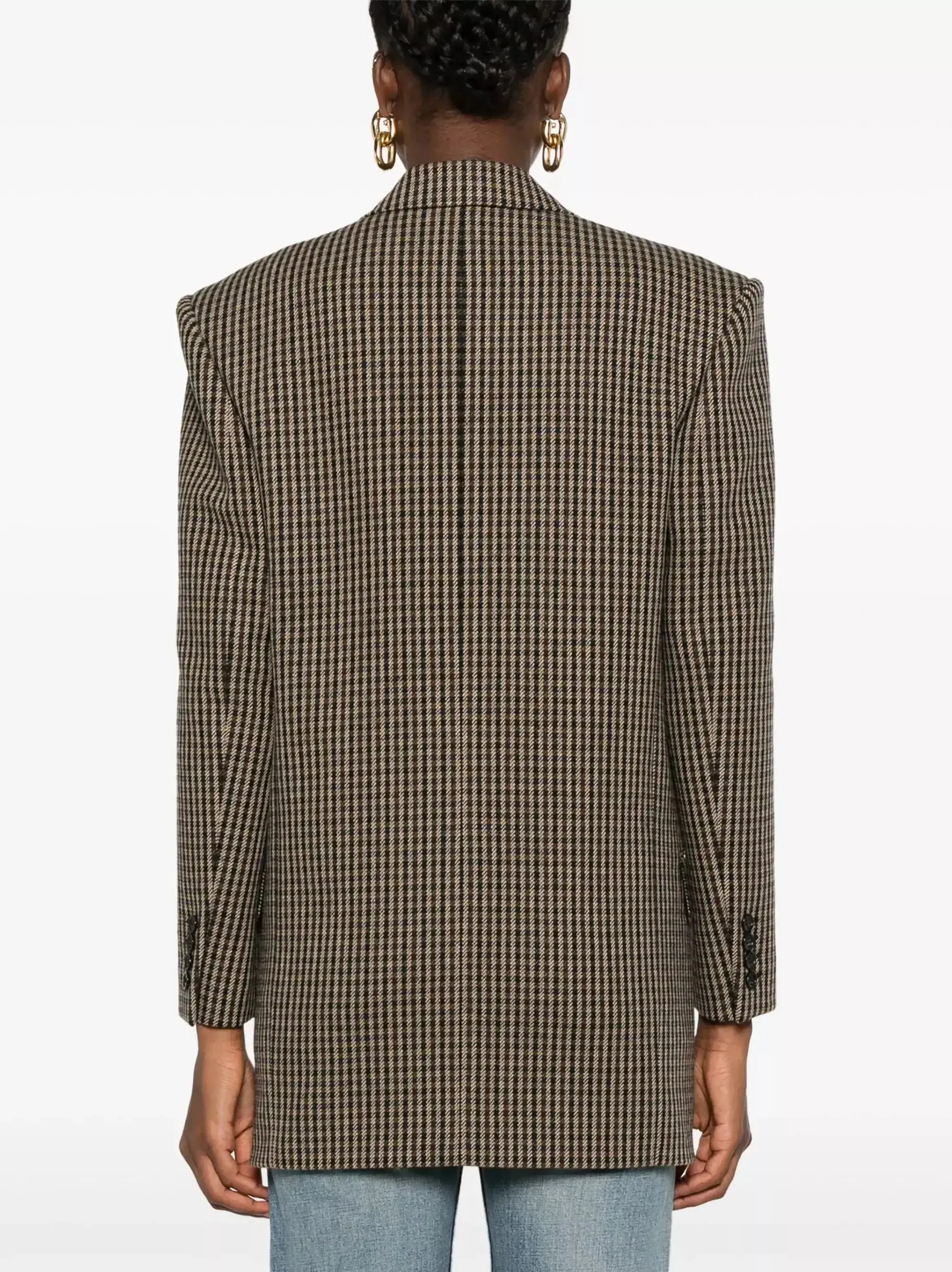 Women's Double-Breasted Check Wool-Blend Blazer