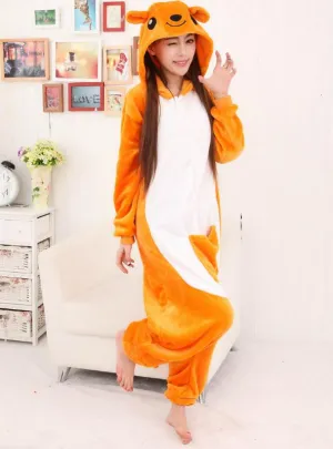 YELLOW PAJAMA CARTOON ANIMAL CONJOINED PAJAMA KANGAROO